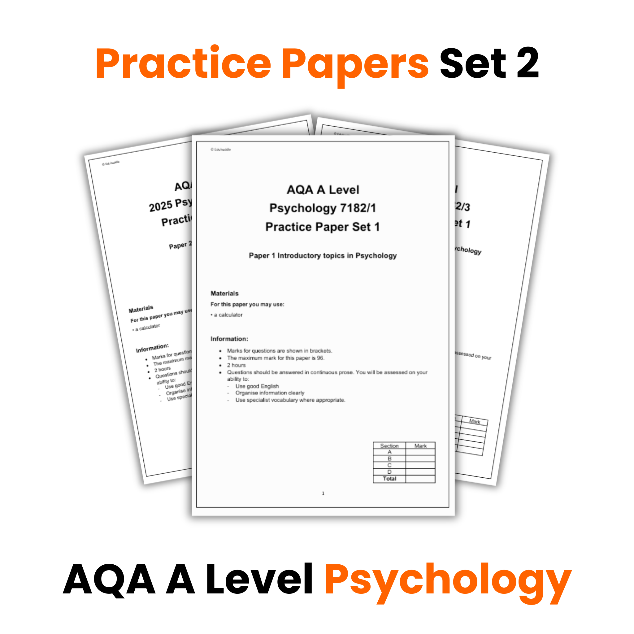 Practice Papers Set 2 | A Level Psychology (AQA)