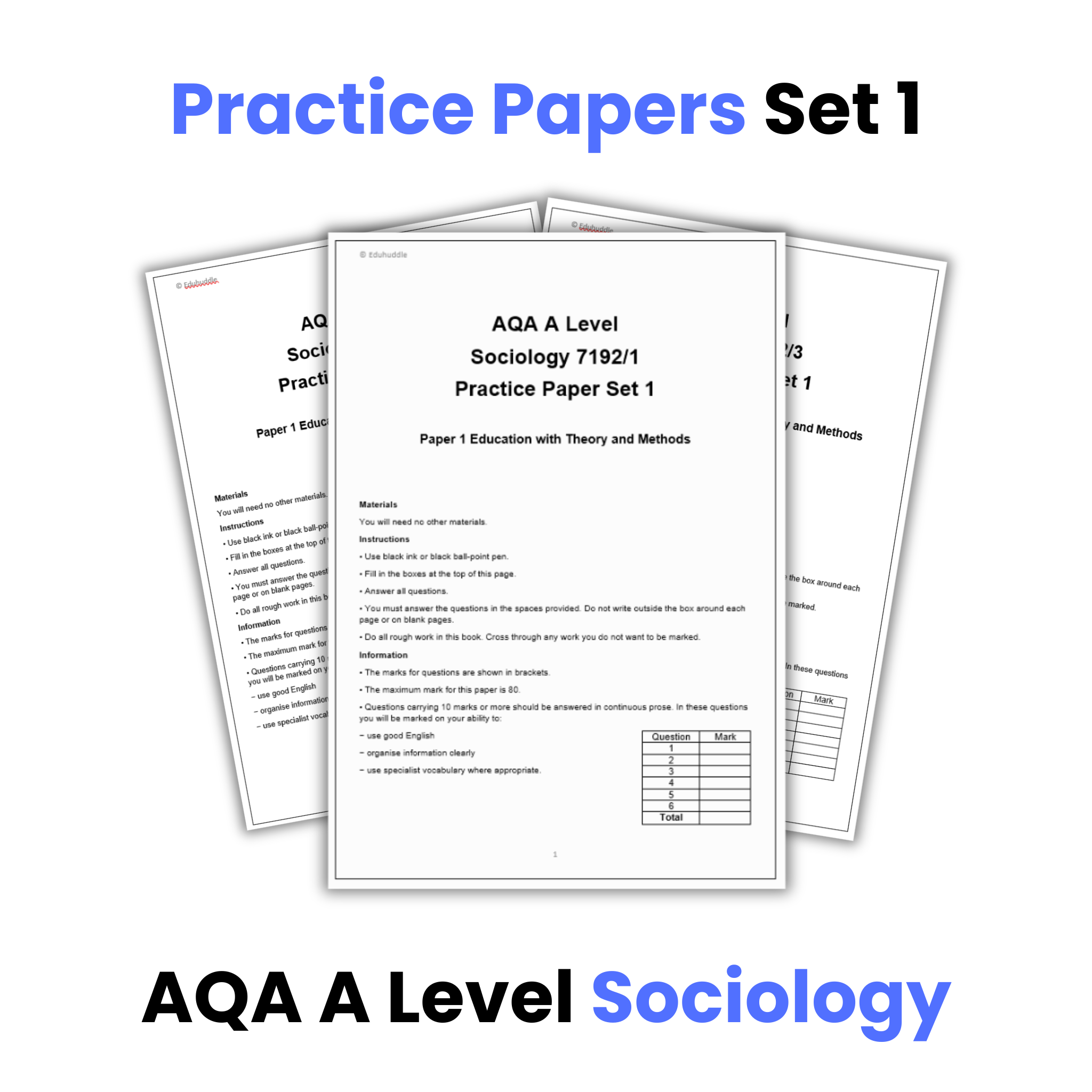 Practice Papers Set 1 | A Level Sociology (AQA)